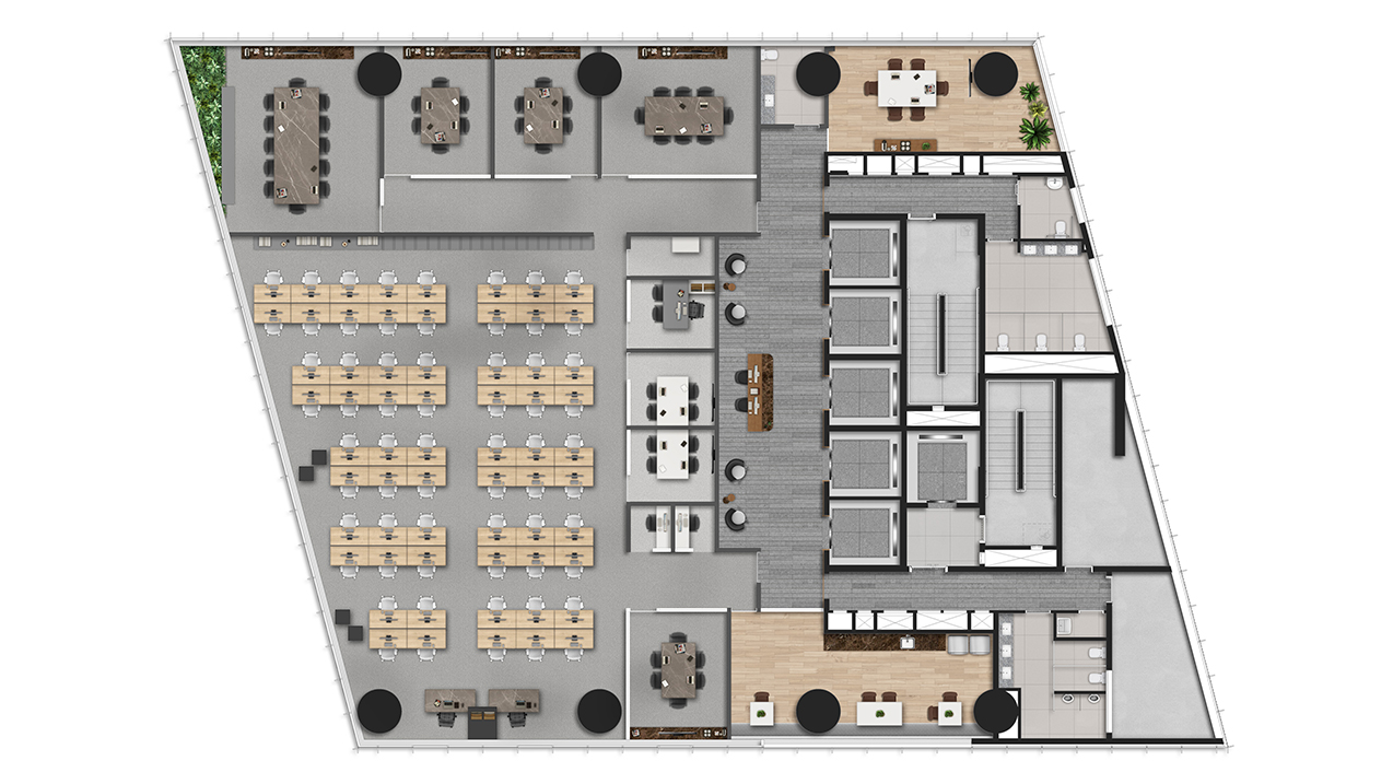 824m² (BOMA) - Sugestão de Layout 1