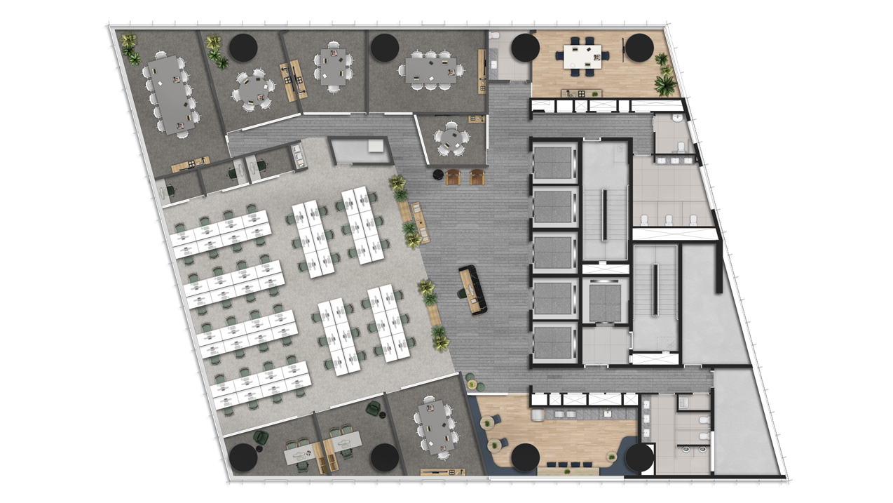 824m² (BOMA) - Sugestão de Layout 2