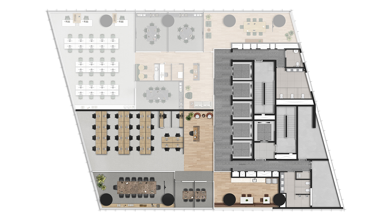 412m² - Sugestão de Layout e Corte Técnico
